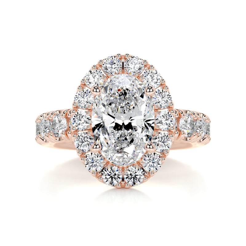 3.5 Carat Oval Halo Moissanite Diamond Engagement Ring