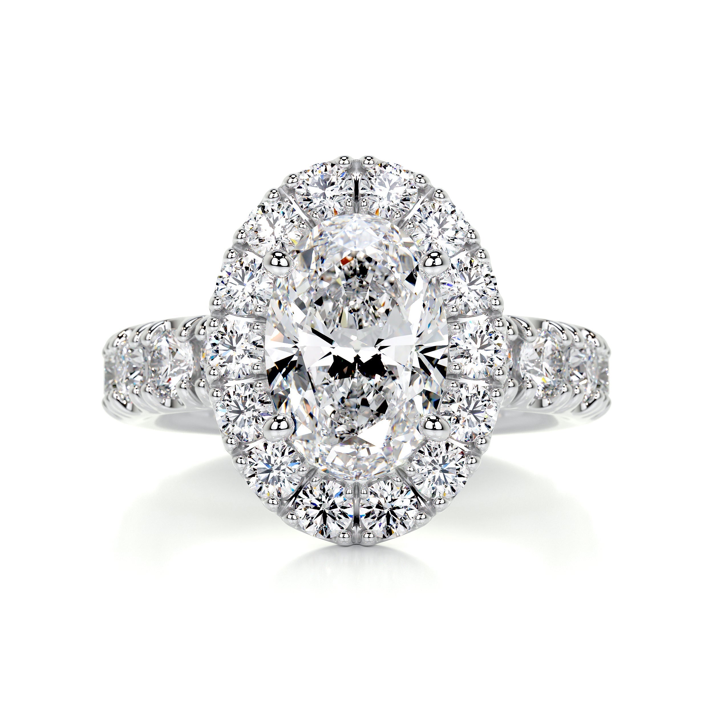 3.5 Carat Oval Halo Moissanite Diamond Engagement Ring