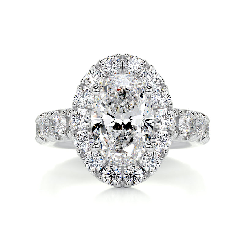 3.5 Carat Oval Halo Moissanite Diamond Engagement Ring