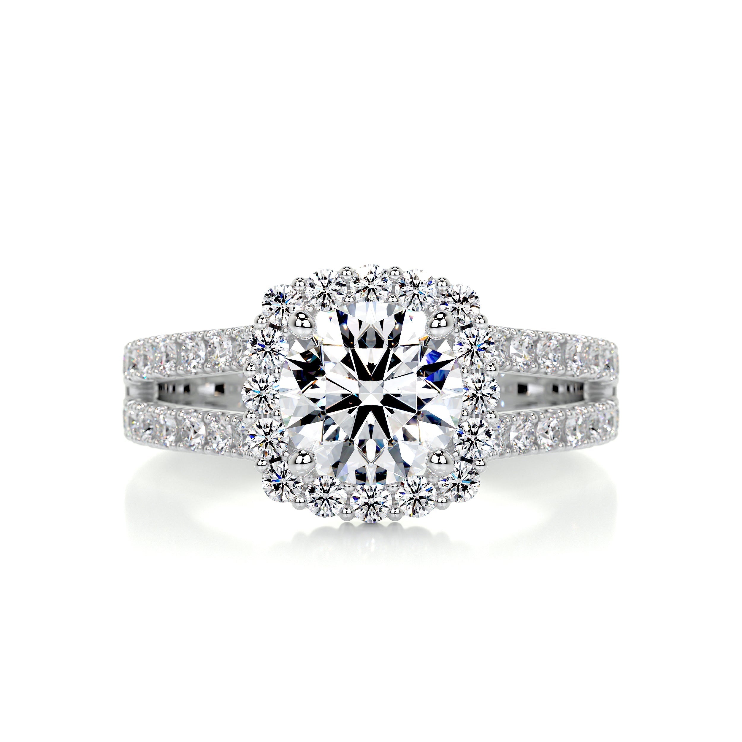 2.8 Carat Duology Halo Round Halo Moissanite Engagement Ring