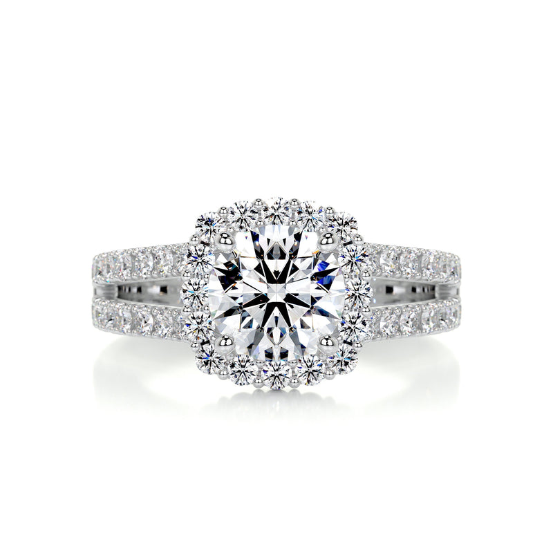 2.8 Carat Duology Halo Round Halo Moissanite Engagement Ring