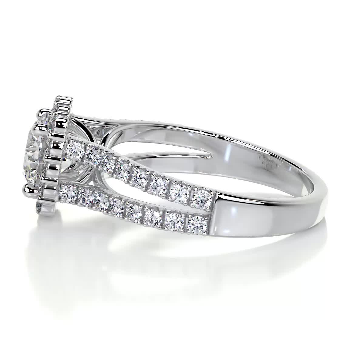 2.8 Carat Duology Halo Round Halo Moissanite Engagement Ring