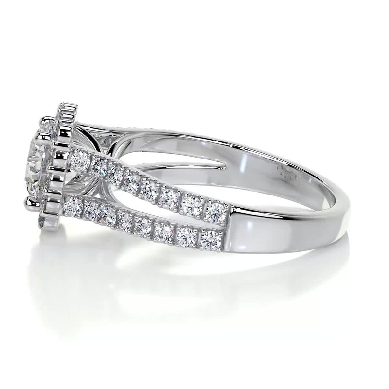 2.8 Carat Duology Halo Round Halo Moissanite Engagement Ring