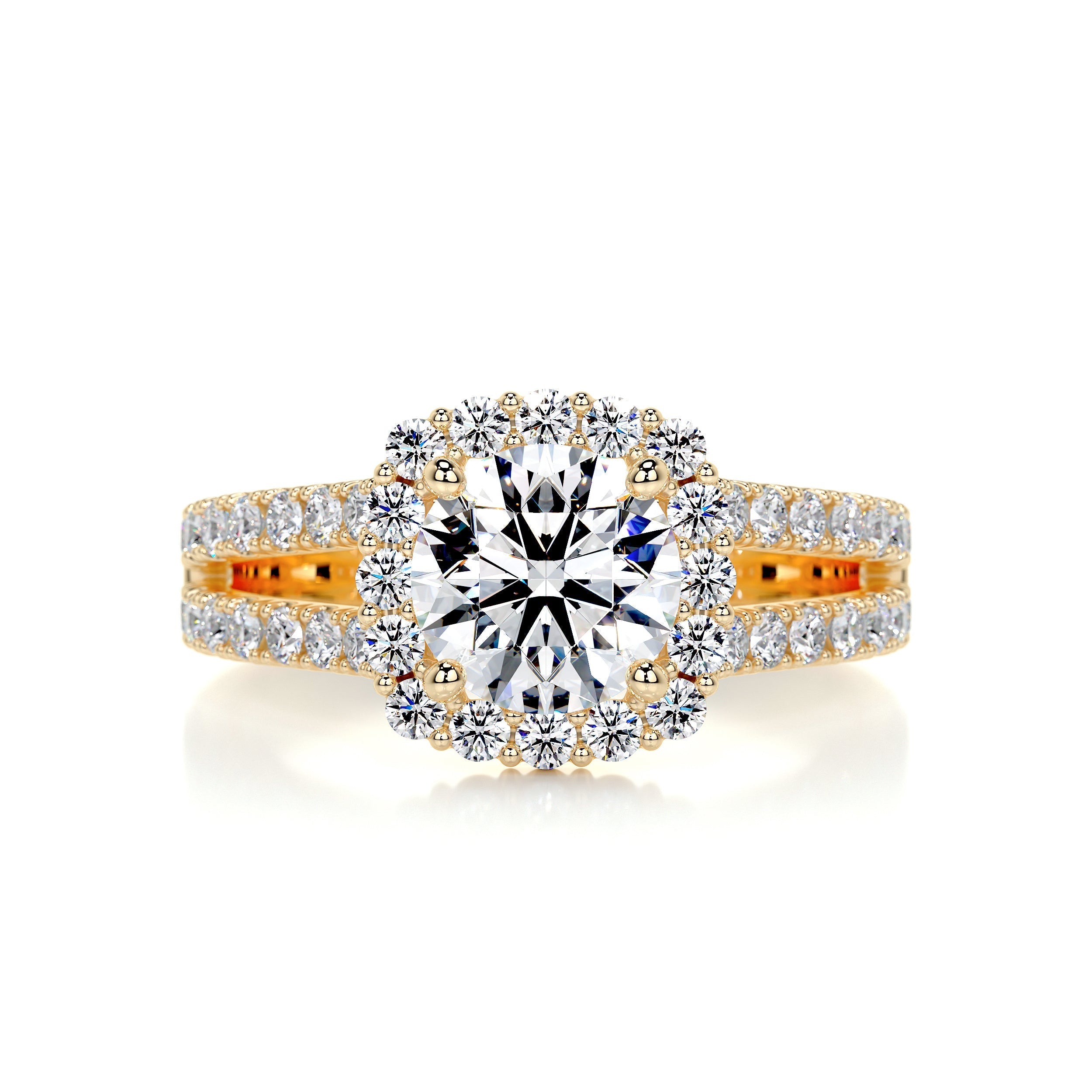 2.8 Carat Duology Halo Round Halo Moissanite Engagement Ring