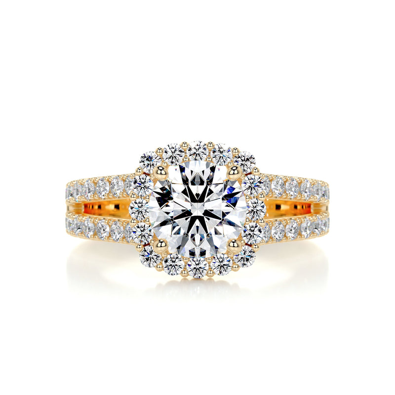2.8 Carat Duology Halo Round Halo Moissanite Engagement Ring