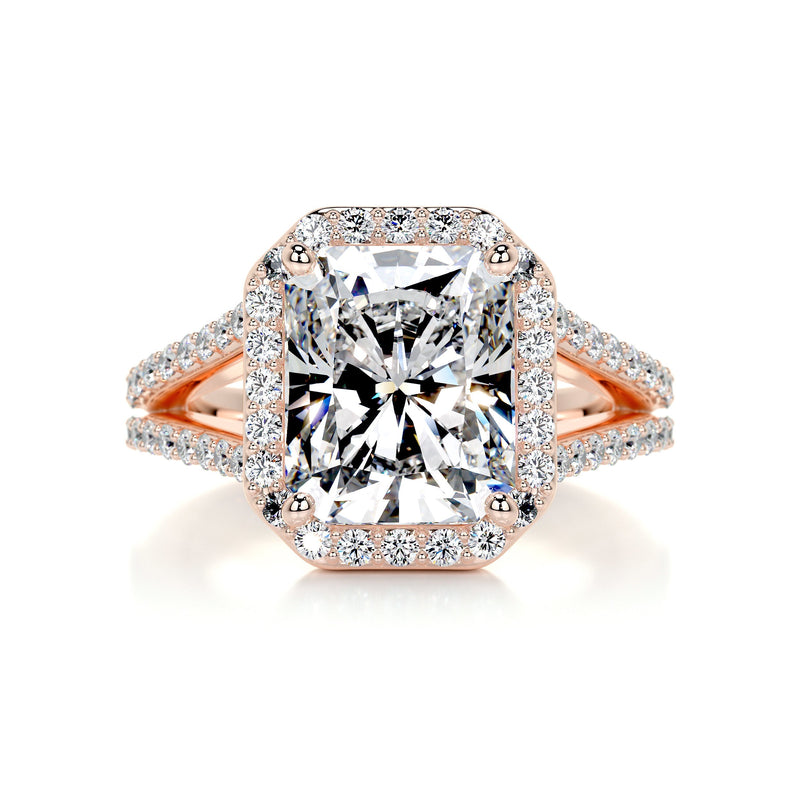 2.90 Radiant Halo Dual Cathedral Moissanite Engagement Ring