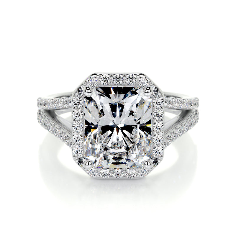 3.50 ct Radiant Halo Split Shank Moissanite Engagement Ring