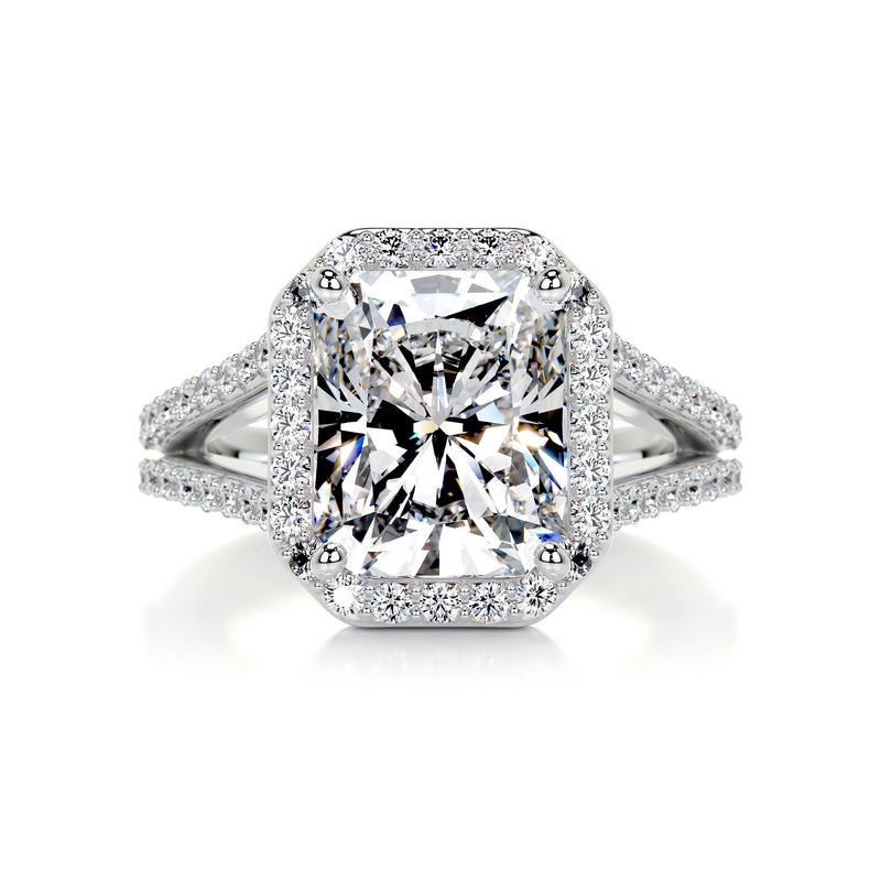 2.90 Radiant Halo Dual Cathedral Moissanite Engagement Ring