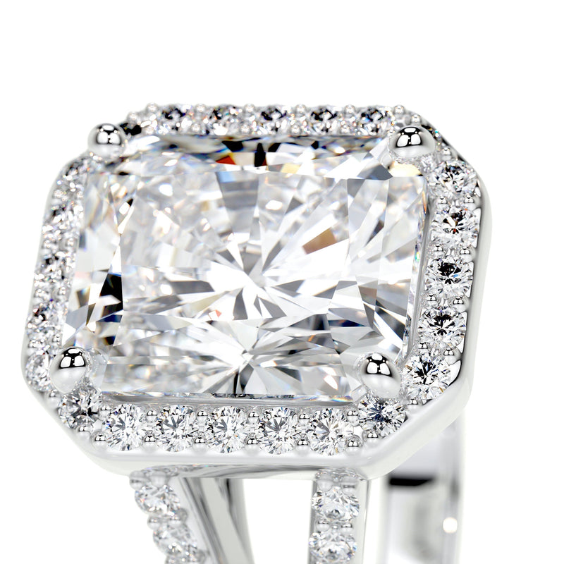 3.50 ct Radiant Halo Split Shank Moissanite Engagement Ring