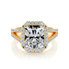 3.50 ct Radiant Halo Split Shank Moissanite Engagement Ring