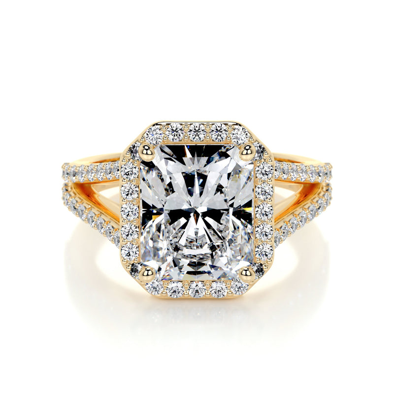 3.50 ct Radiant Halo Split Shank Moissanite Engagement Ring