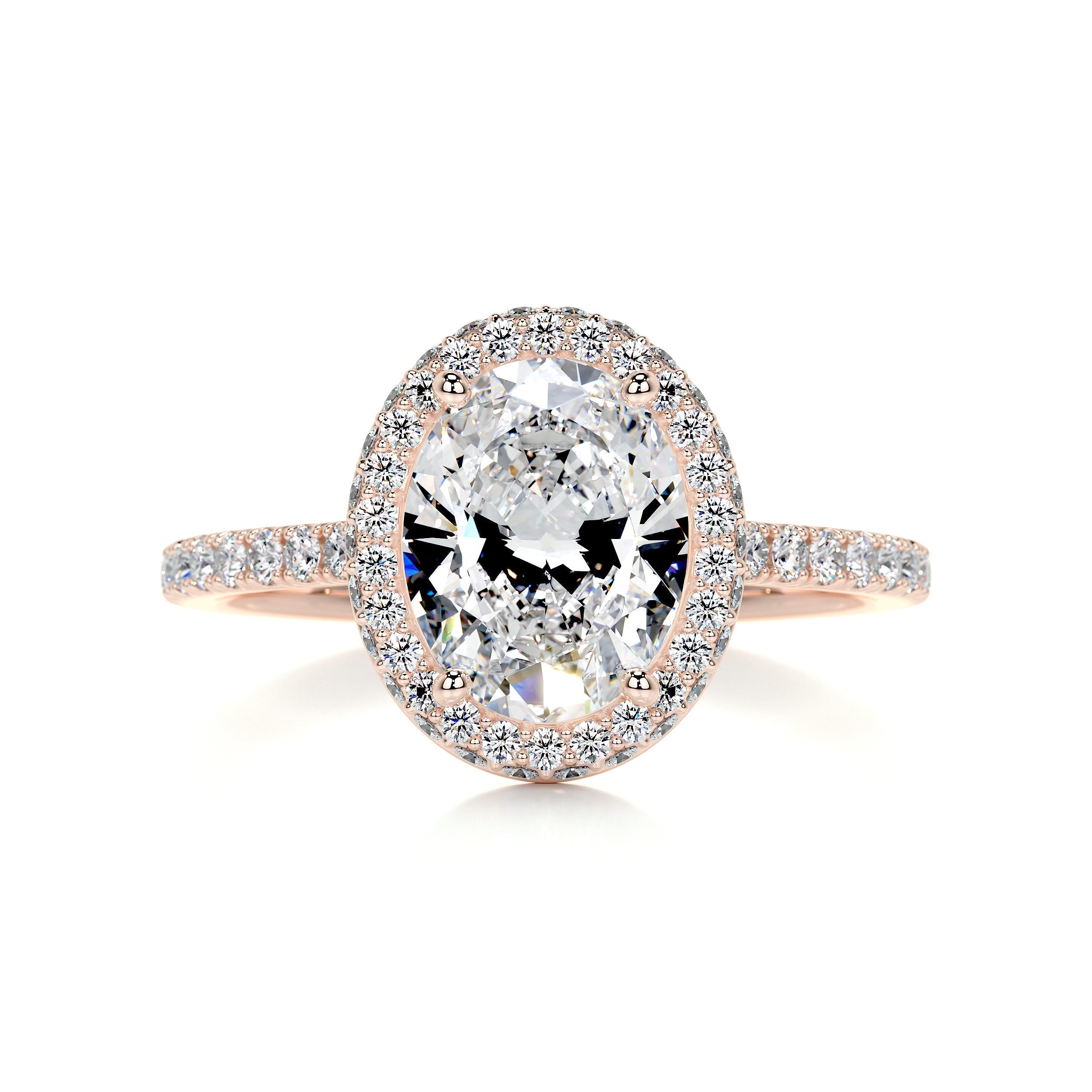 2.5 Oval Halo Open Bridge Pavé Moissanite Engagement Ring
