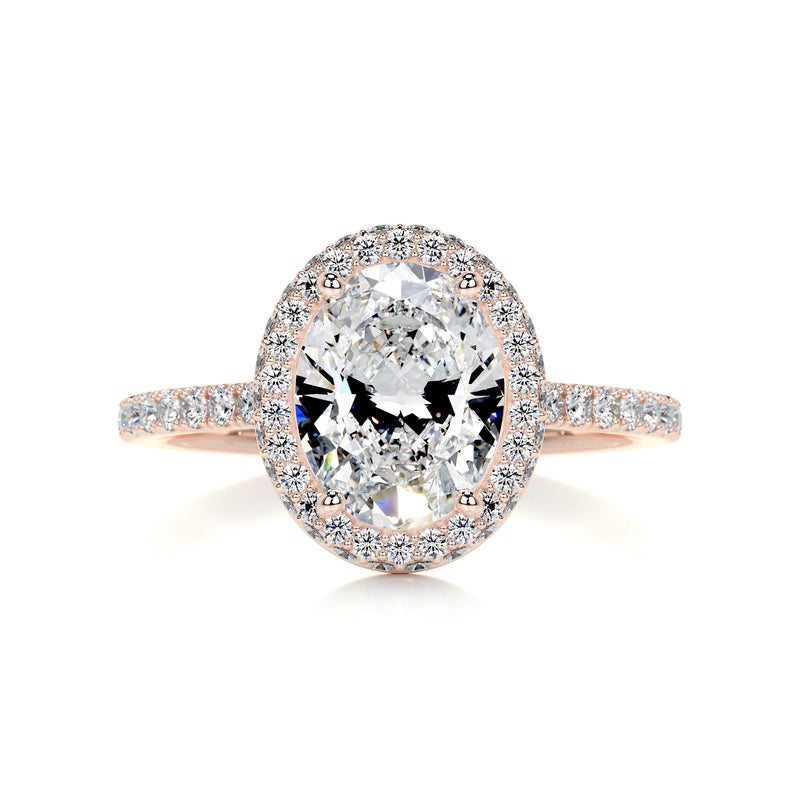 2.5 Oval Halo Open Bridge Pavé Moissanite Engagement Ring