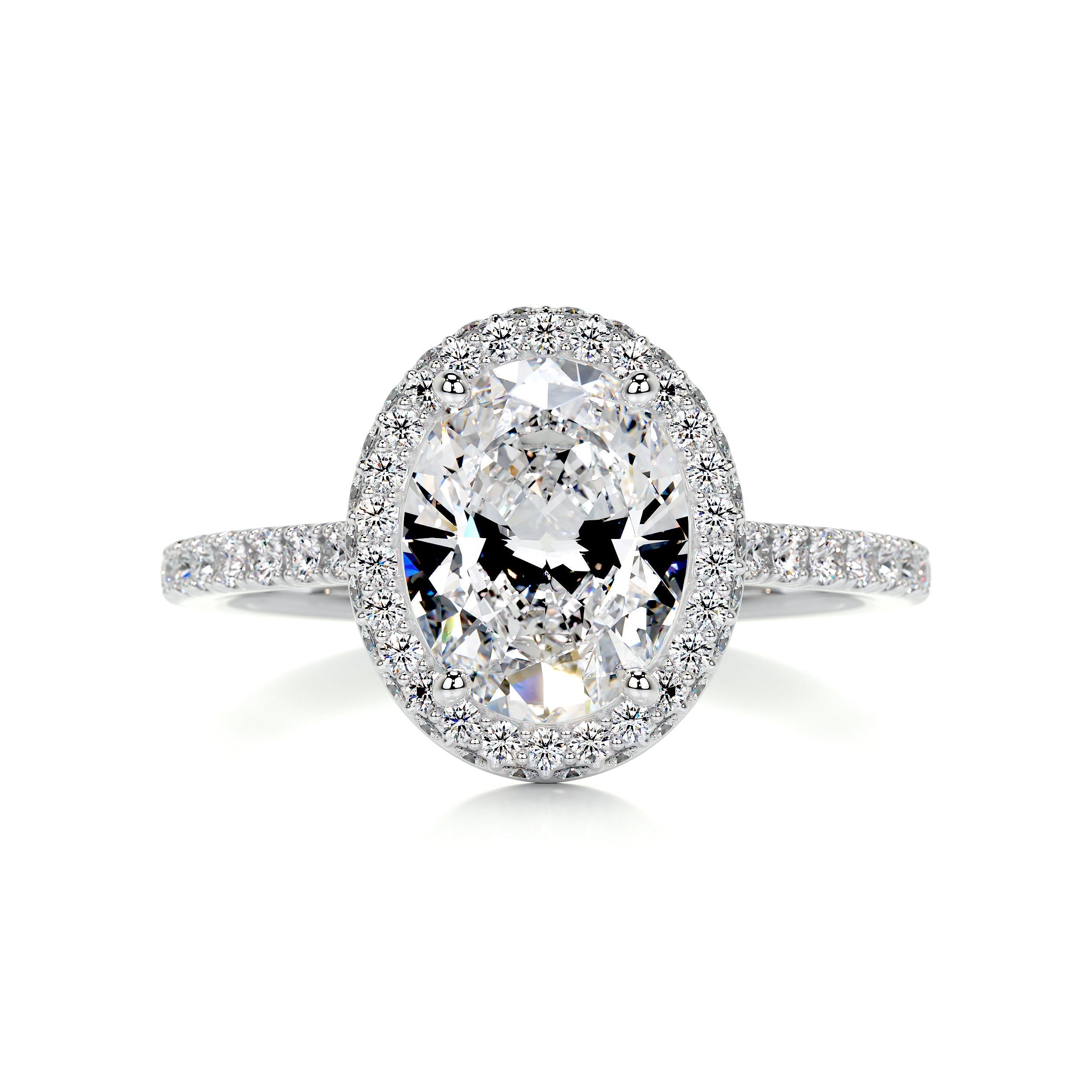 2.5 Oval Halo Open Bridge Pavé Moissanite Engagement Ring
