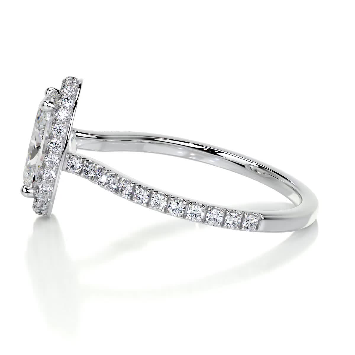 2.5 Oval Halo Open Bridge Pavé Moissanite Engagement Ring