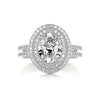 2.10 Carat Oval  Duology Double Halo Moissanite Engagement Ring