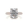 3.6 carat Radiant Hidden Halo Triple Pave Moissanite Engagement Ring