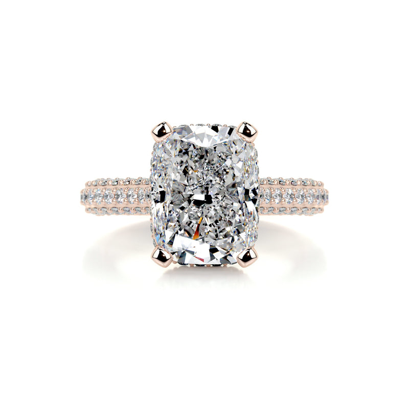 3.6 carat Radiant Hidden Halo Triple Pave Moissanite Engagement Ring