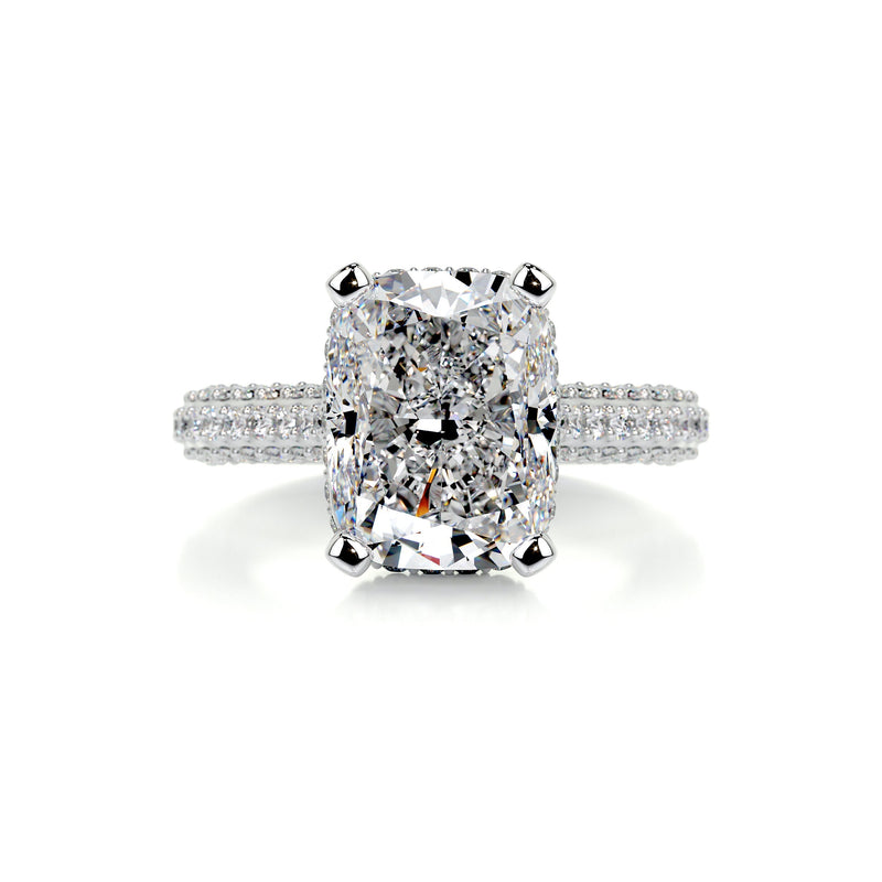 3.6 carat Radiant Hidden Halo Triple Pave Moissanite Engagement Ring
