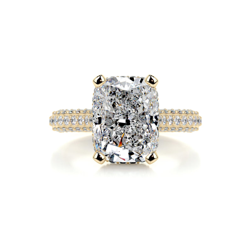 3.6 carat Radiant Hidden Halo Triple Pave Moissanite Engagement Ring