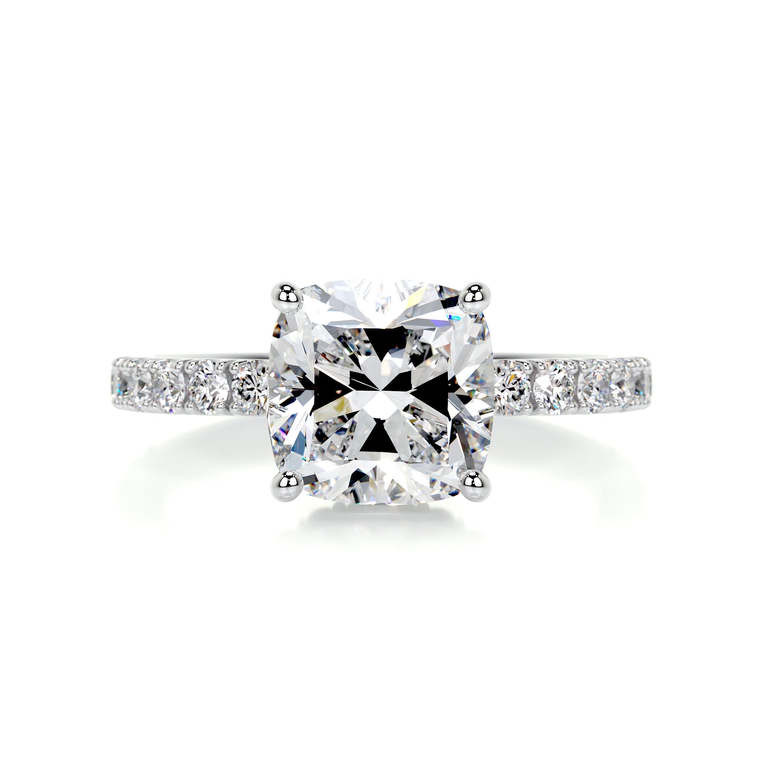 2.85 Carat Cushion Hidden Halo Moissanite Engagement Ring