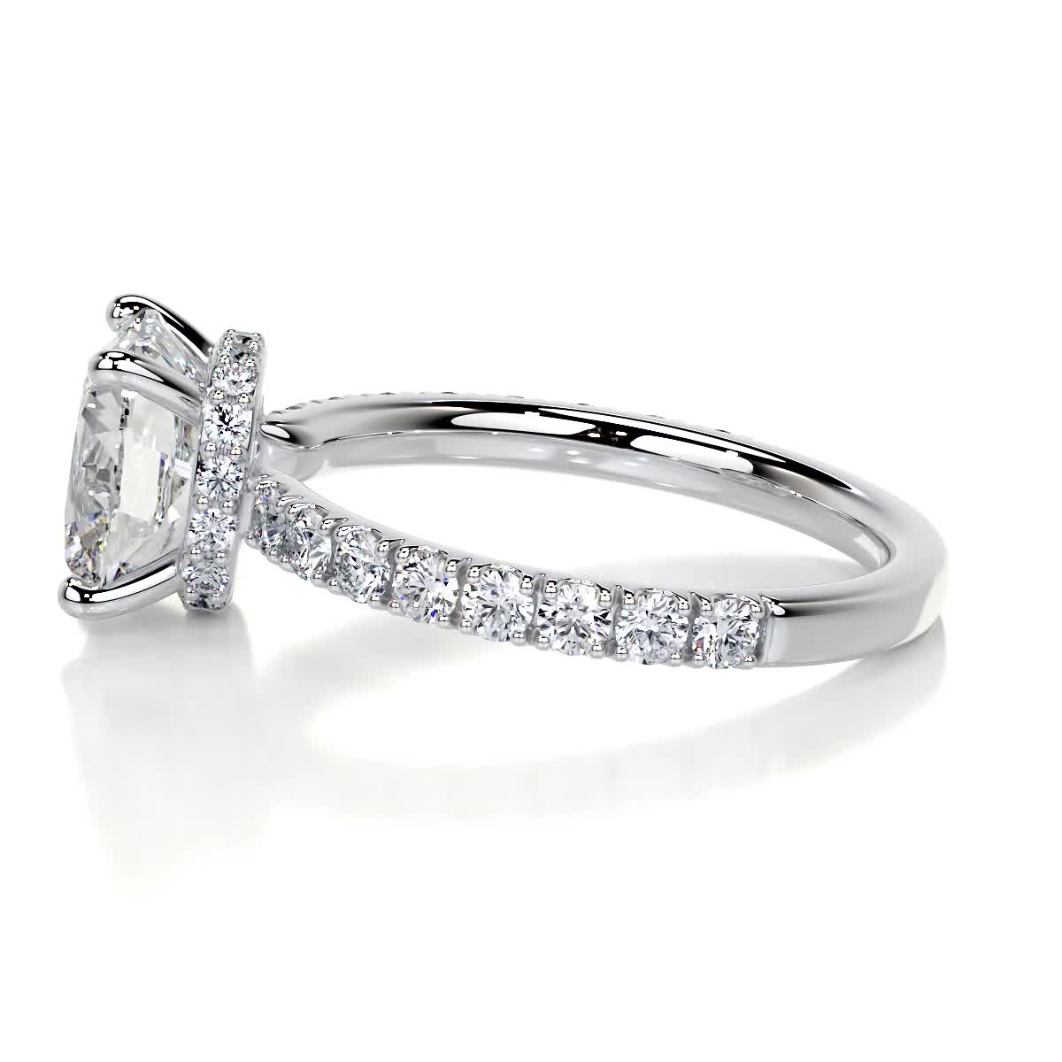 2.85 Carat Cushion Hidden Halo Moissanite Engagement Ring