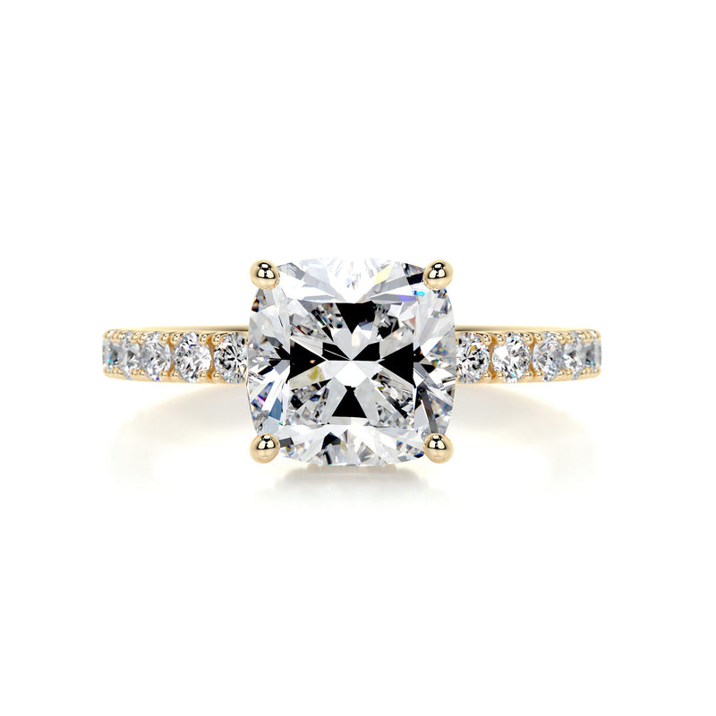 2.85 Carat Cushion Hidden Halo Moissanite Engagement Ring