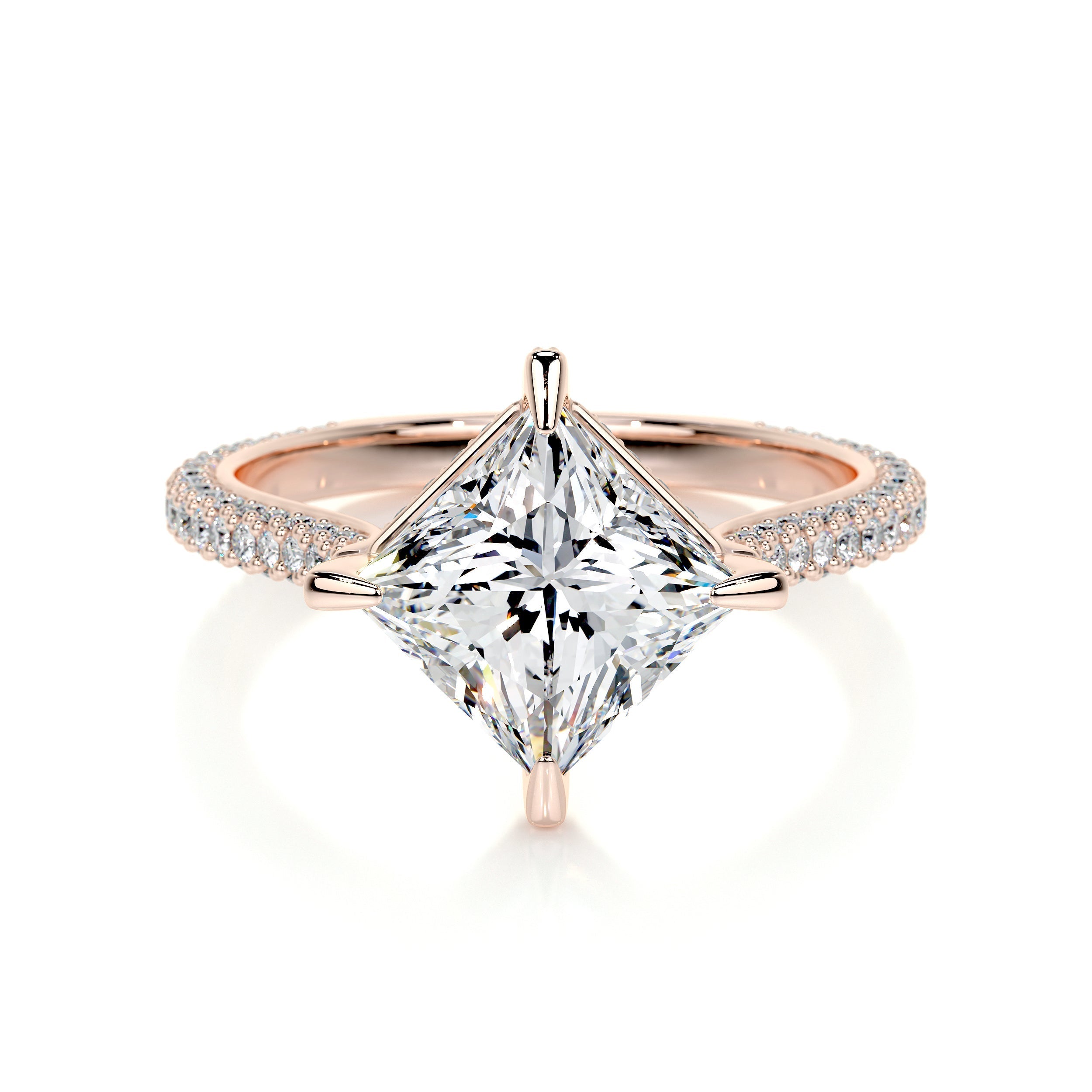 2.50 ct Princess Hidden Halo Moissanite Engagement Ring