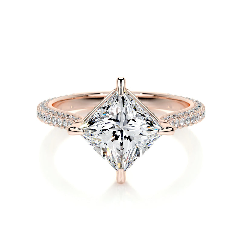 2.50 ct Princess Hidden Halo Moissanite Engagement Ring