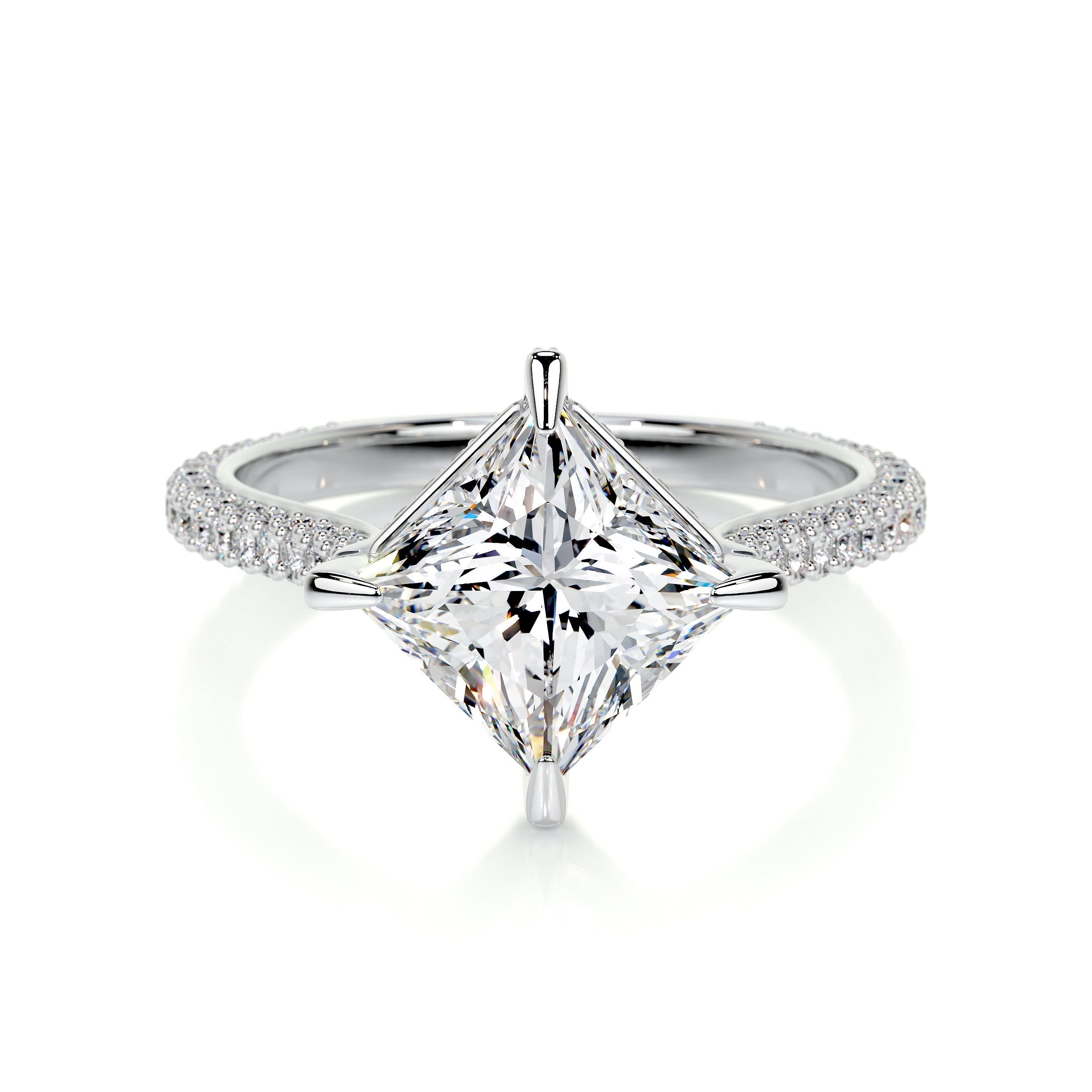2.50 ct Princess Hidden Halo Moissanite Engagement Ring