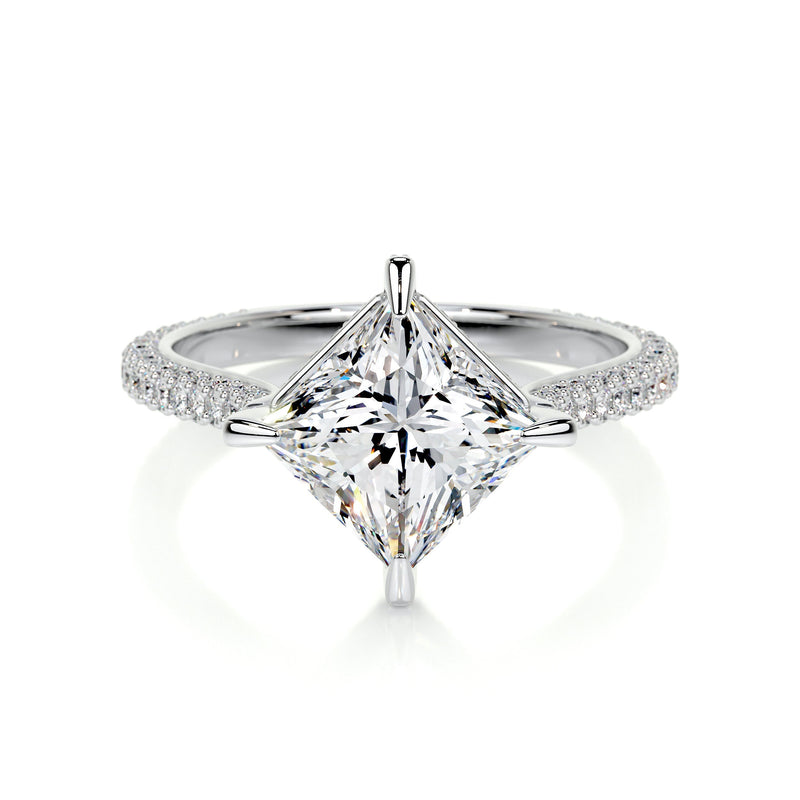2.50 ct Princess Hidden Halo Moissanite Engagement Ring