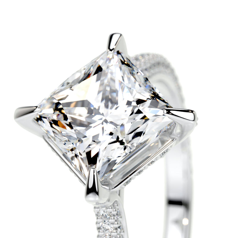 2.50 ct Princess Hidden Halo Moissanite Engagement Ring