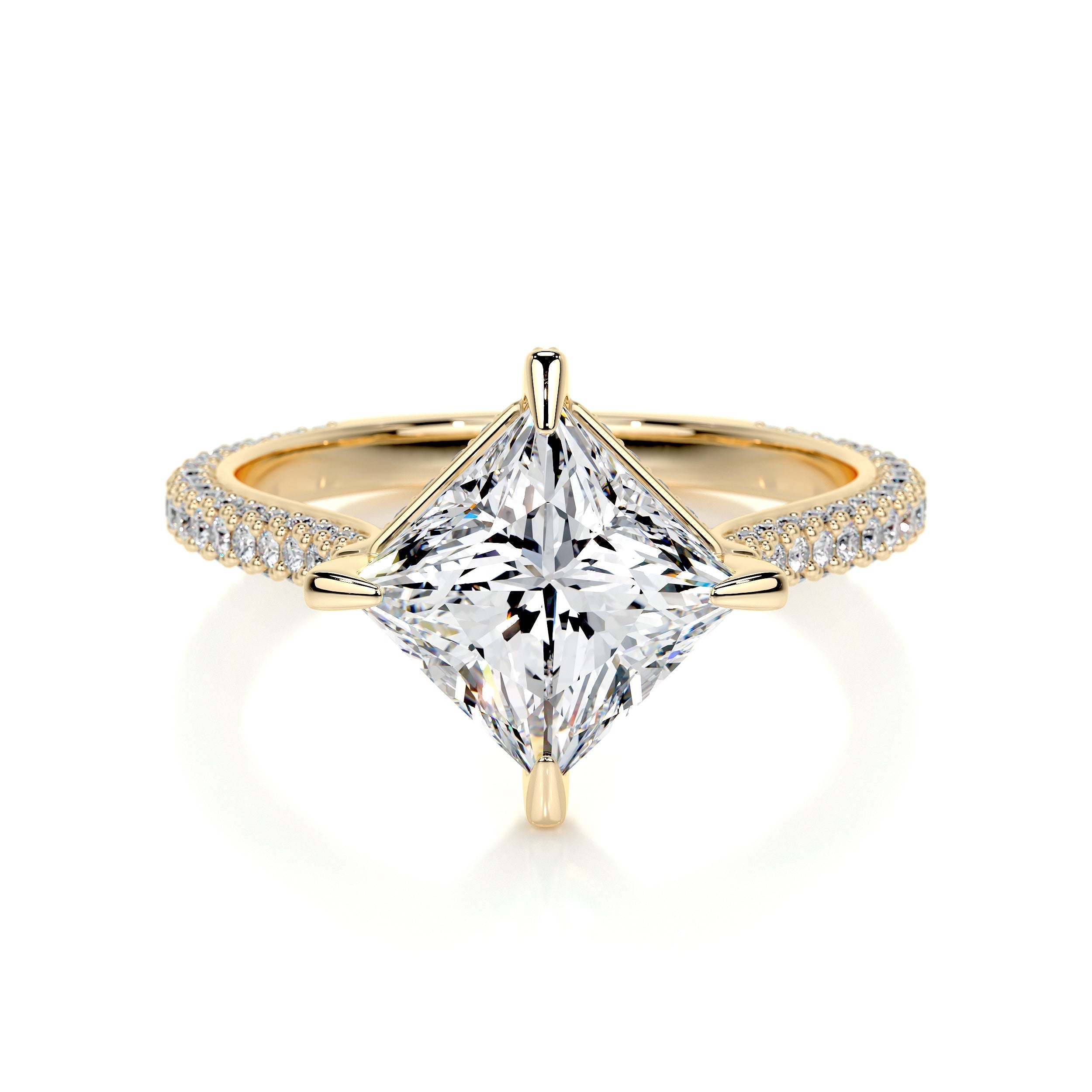 2.50 ct Princess Hidden Halo Moissanite Engagement Ring