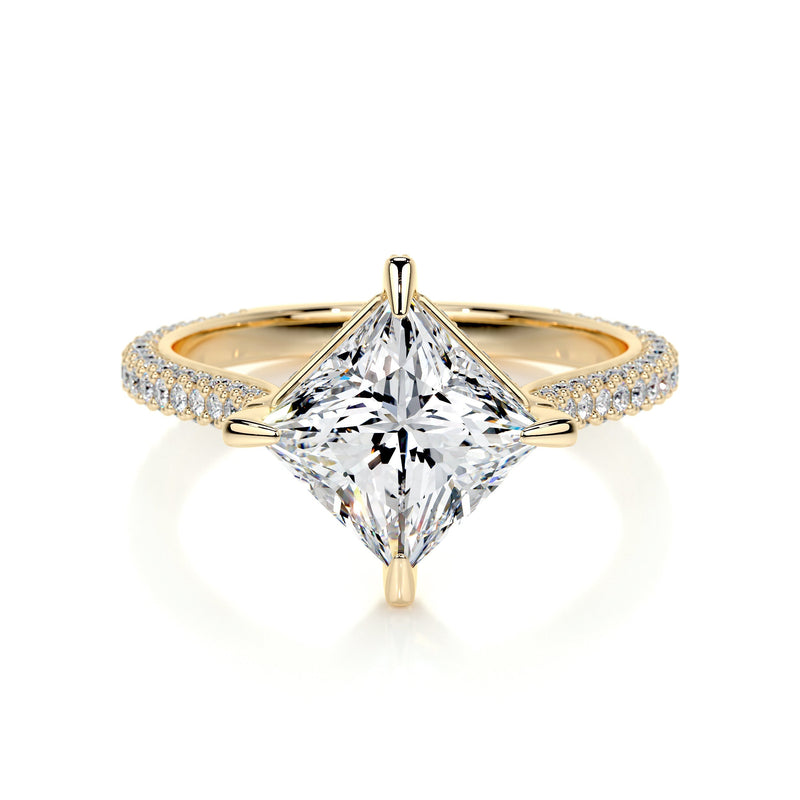 2.50 ct Princess Hidden Halo Moissanite Engagement Ring
