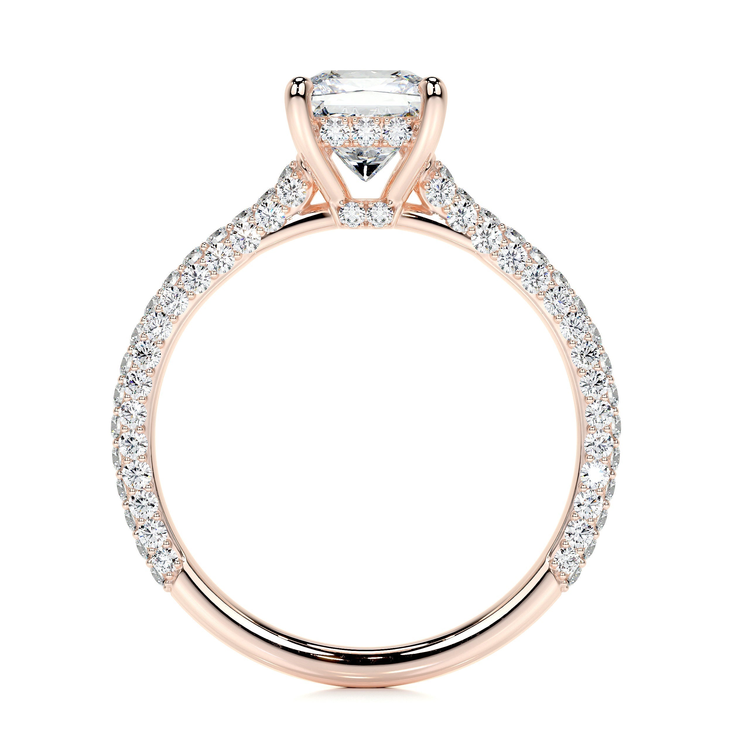 2.50 ct Princess Hidden Halo Triple Pave Moissanite Engagement Ring