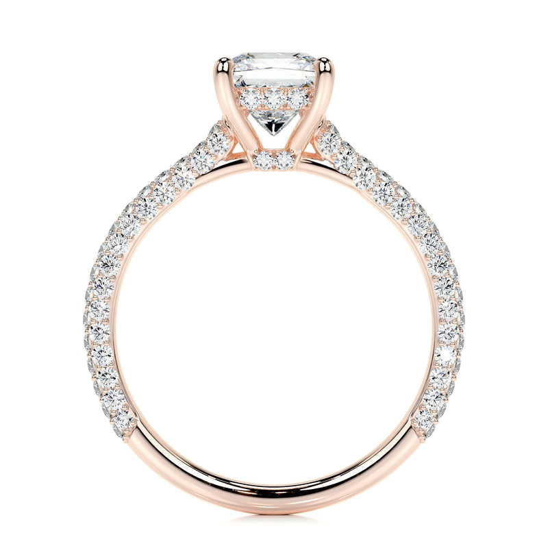 2.50 ct Princess Hidden Halo Triple Pave Moissanite Engagement Ring