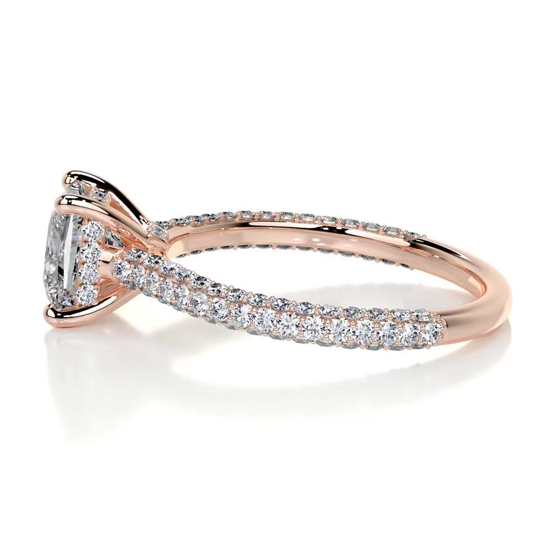 2.50 ct Princess Hidden Halo Triple Pave Moissanite Engagement Ring