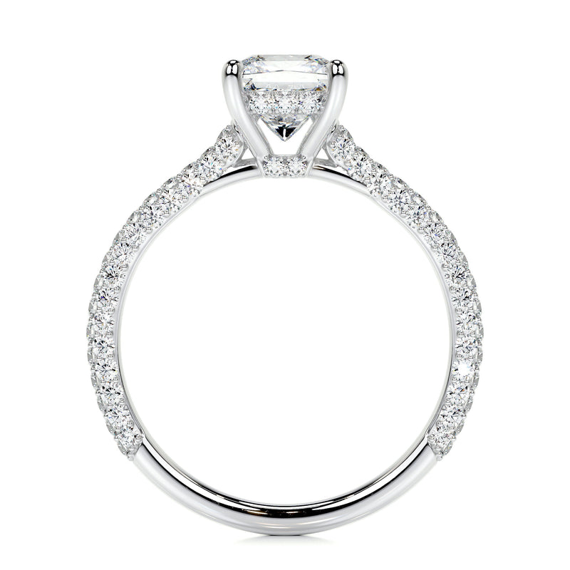 2.50 ct Princess Hidden Halo Triple Pave Moissanite Engagement Ring