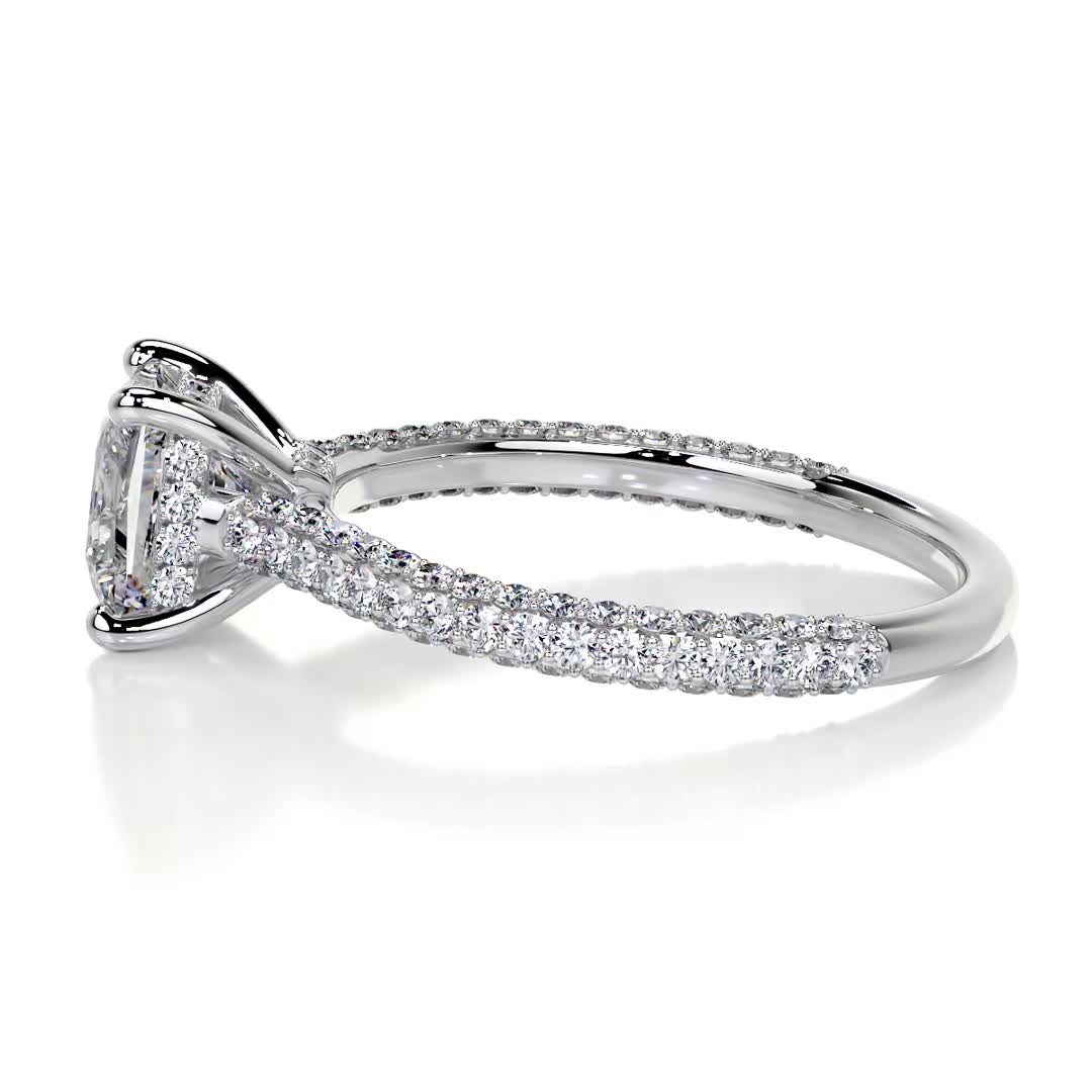 2.50 ct Princess Hidden Halo Triple Pave Moissanite Engagement Ring