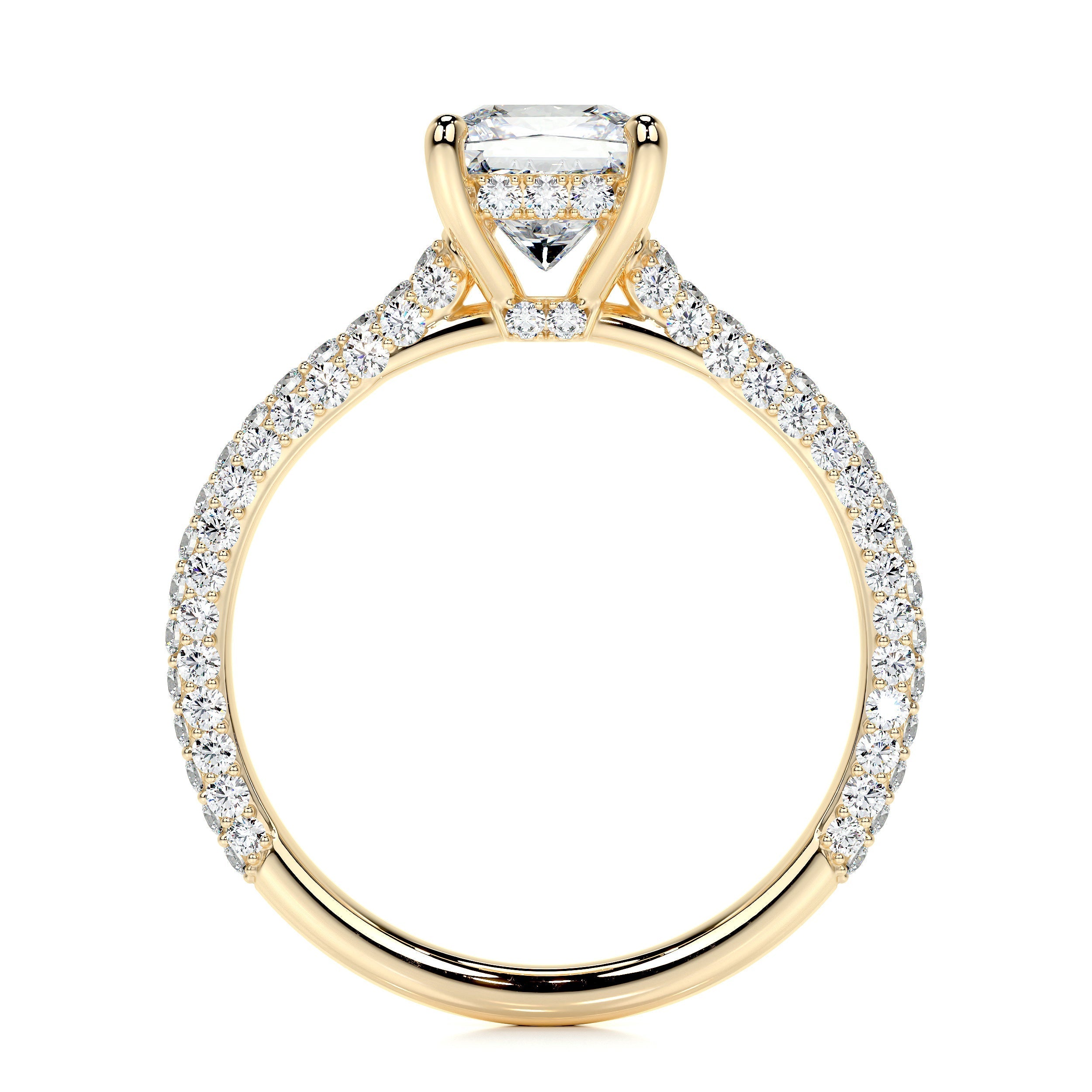 2.50 ct Princess Hidden Halo Triple Pave Moissanite Engagement Ring