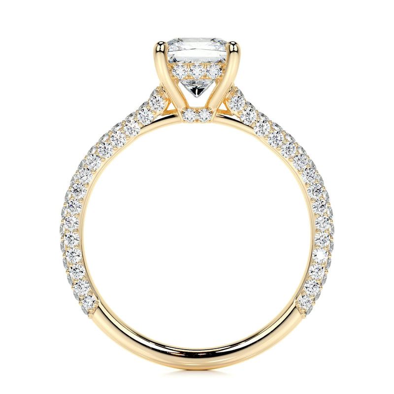 2.50 ct Princess Hidden Halo Triple Pave Moissanite Engagement Ring