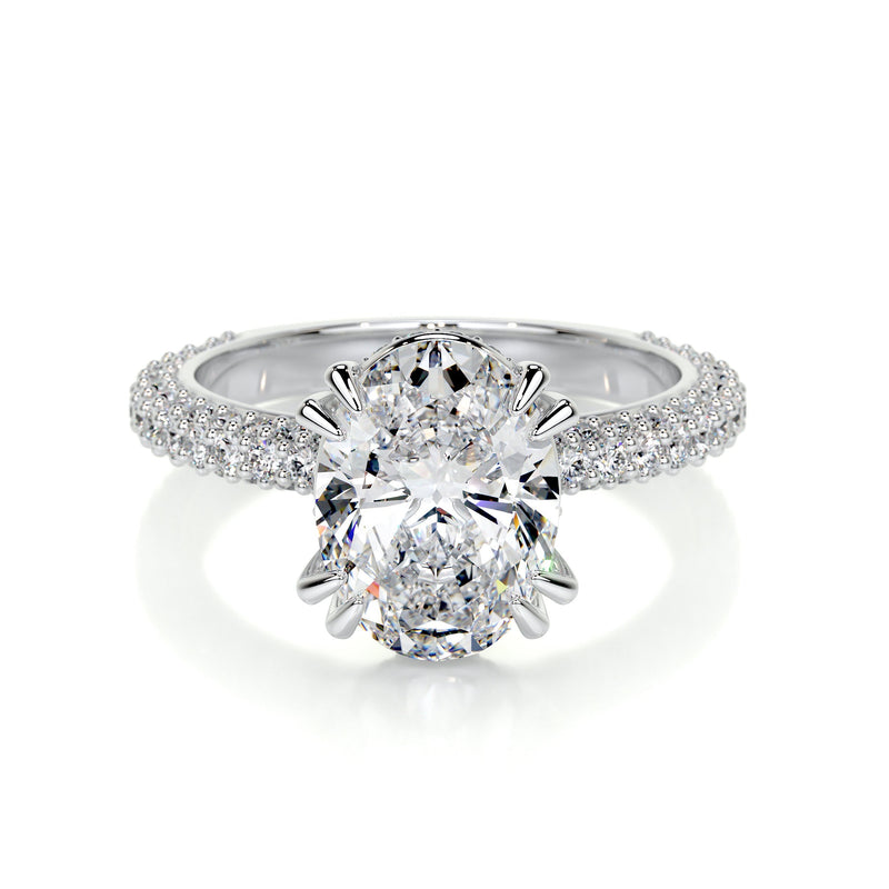 3.5 ct Spectacular Oval Hidden Halo Triple Pave Engagement Ring
