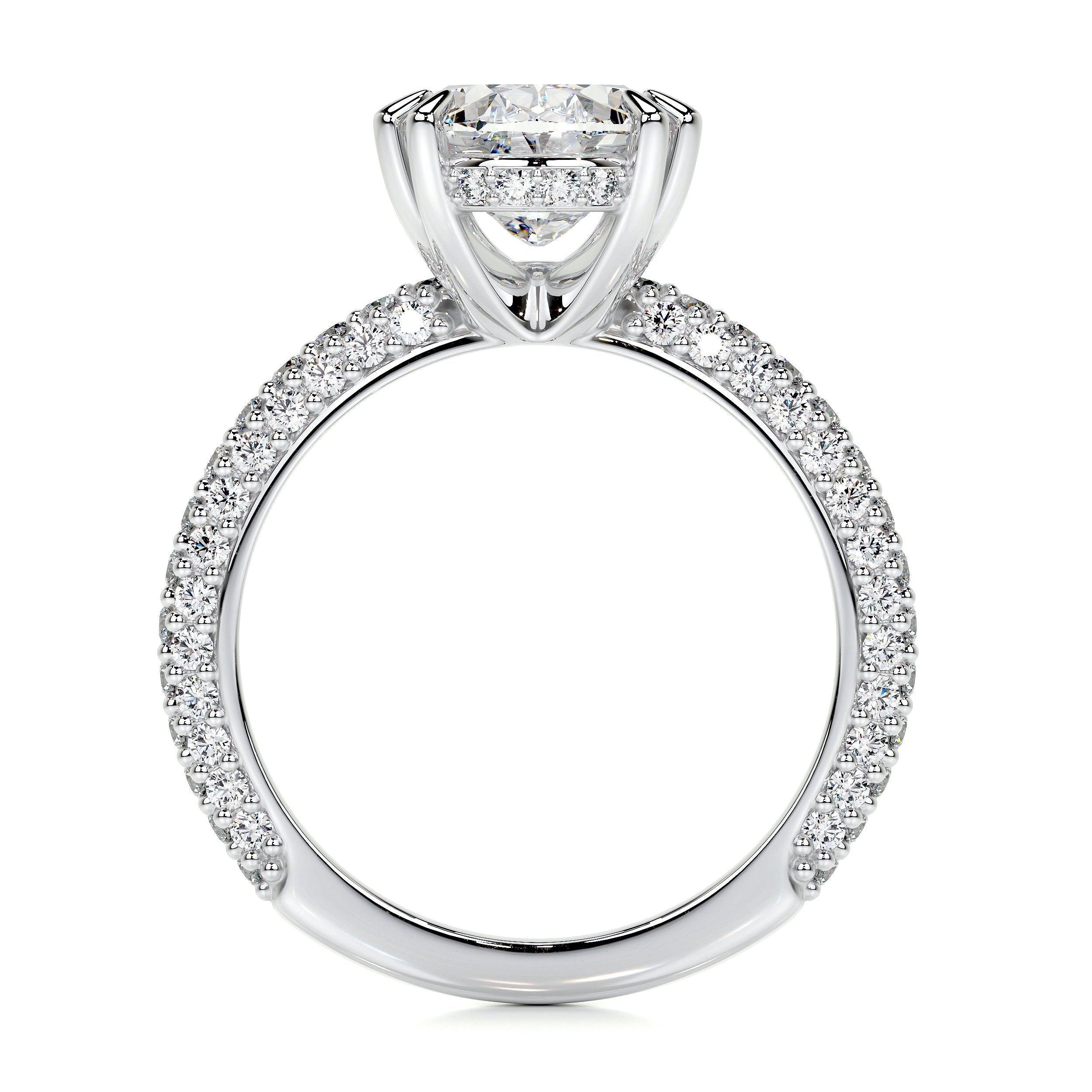 3.5 ct Spectacular Oval Hidden Halo Triple Pave Engagement Ring