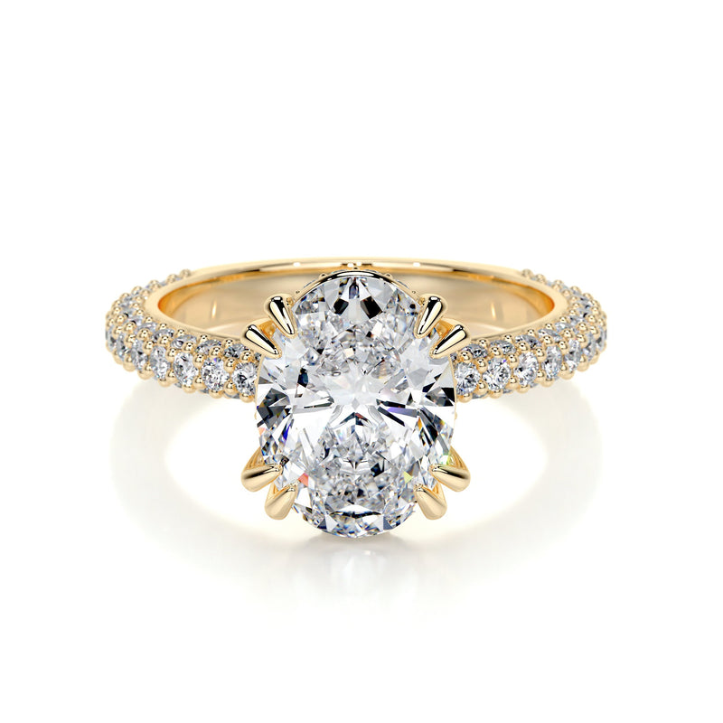 3.5 ct Spectacular Oval Hidden Halo Triple Pave Engagement Ring