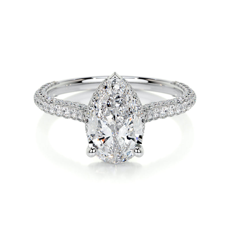 2.0 ct Pear Halo Triple Pave Moissanite Engagement Ring