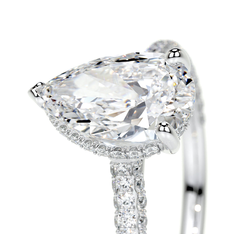 2.0 ct Pear Halo Triple Pave Moissanite Engagement Ring