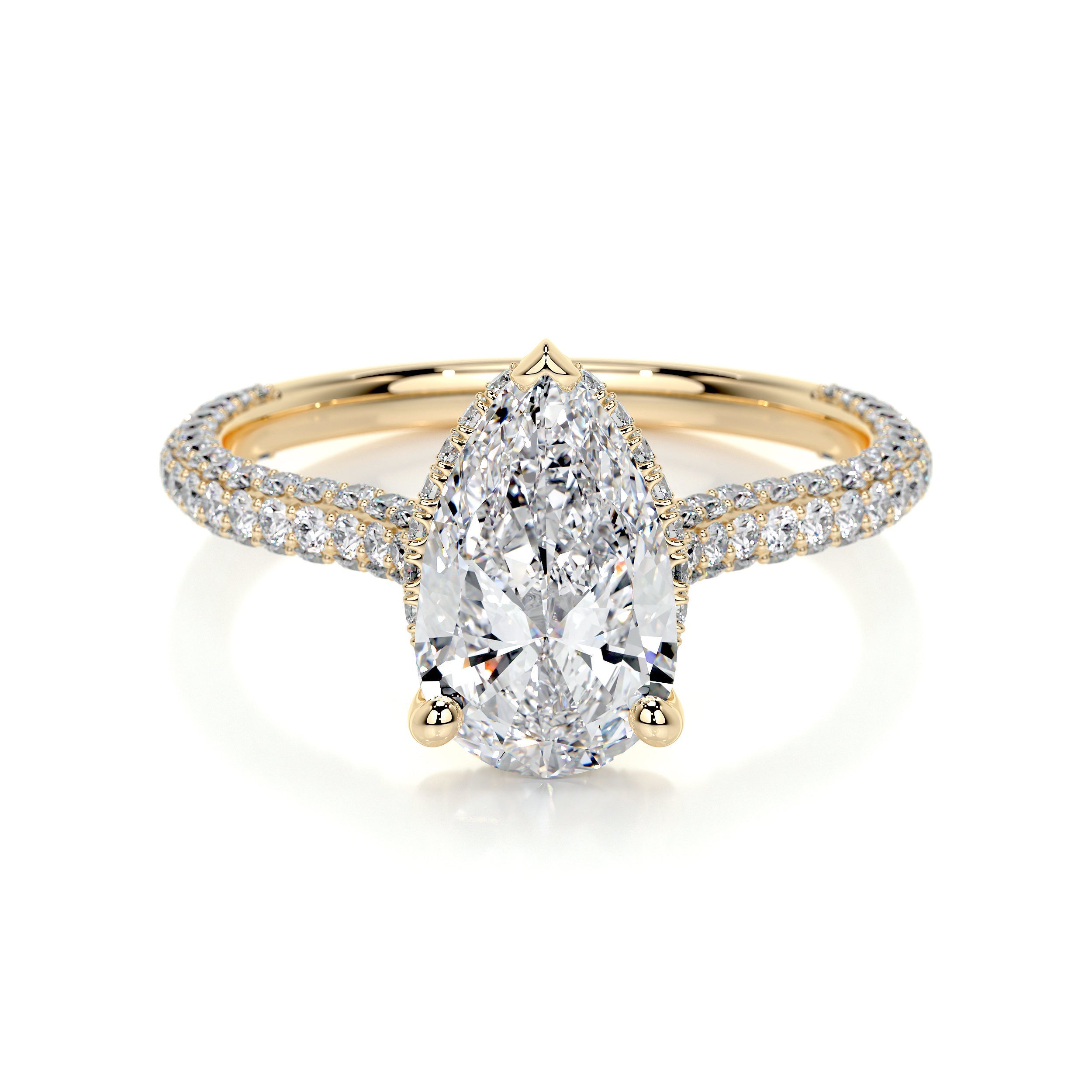 2.0 ct Pear Halo Triple Pave Moissanite Engagement Ring