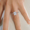 4.11 ct Radiant Cut Moissanite Bubble Hidden Halo Engagement Ring