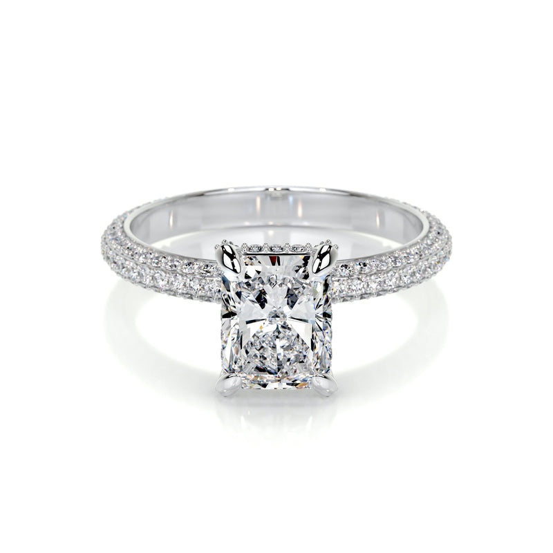 2.25 ct Radiant Cut Moissanite Triple Pavé Engagement Ring