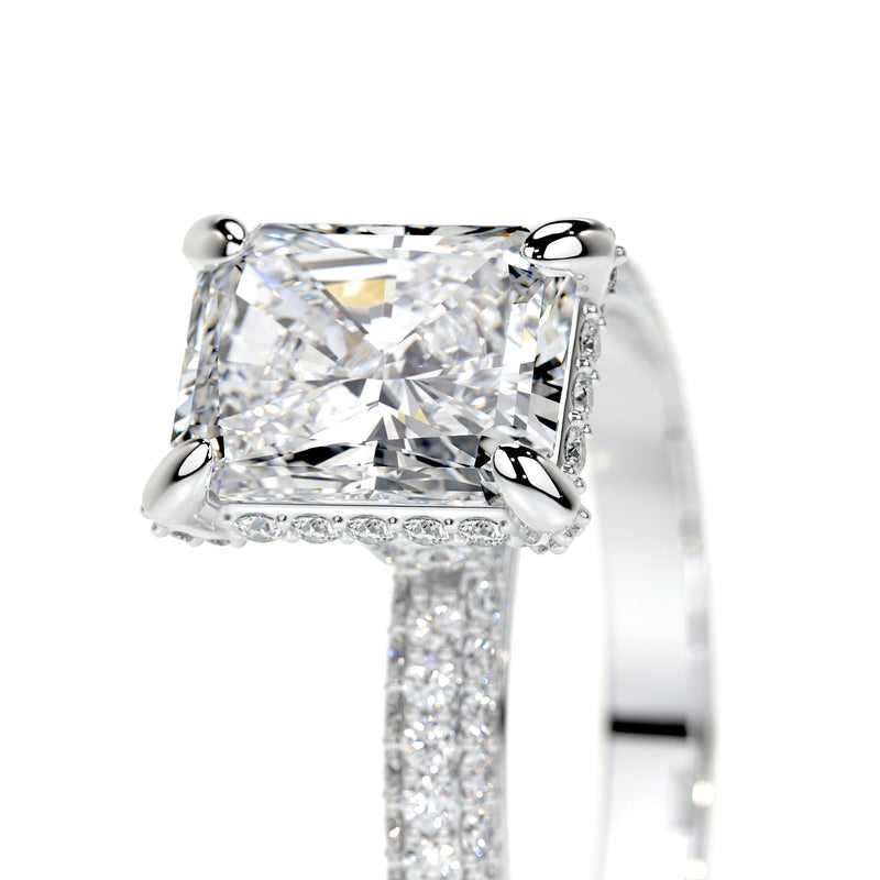 2.25 ct Radiant Cut Moissanite Triple Pavé Engagement Ring
